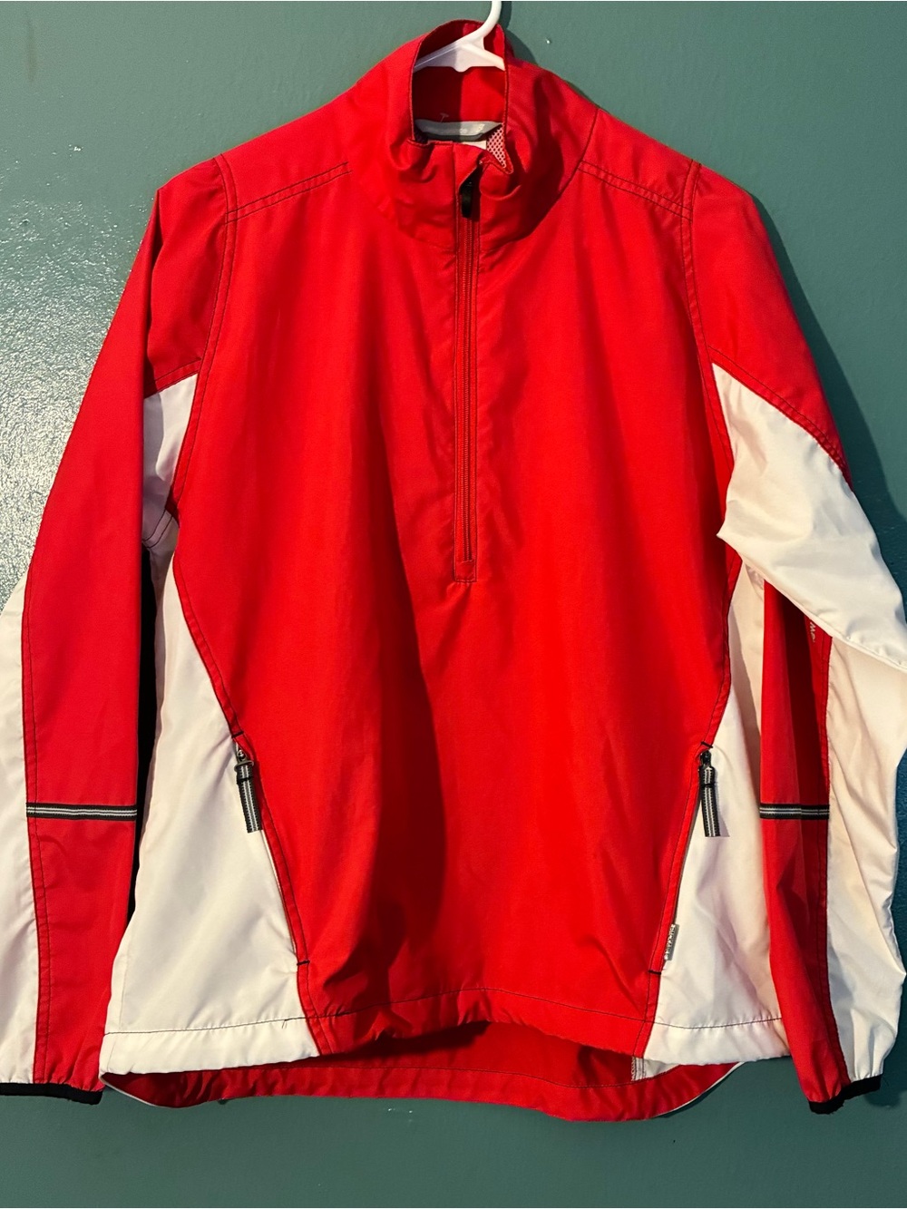 Women’s Red and White Half-Zip Windbreaker Jacket XL New Balance
